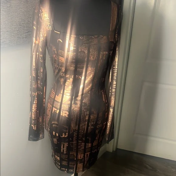Fashion Nova Dresses Fashion Nova Black And Gold Long Sleeve
